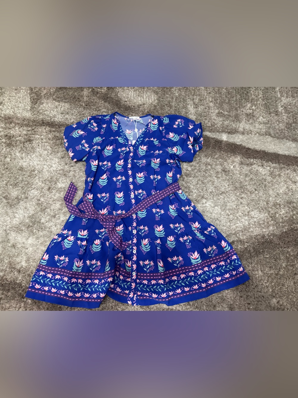 Mary square Addison Dress | Petal Keepsake Blue
